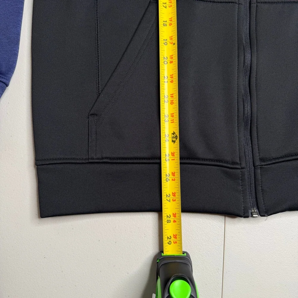 Adidas Mens Medium Climawarm Full Zip Hoodie Black Blue Fleece Jacket